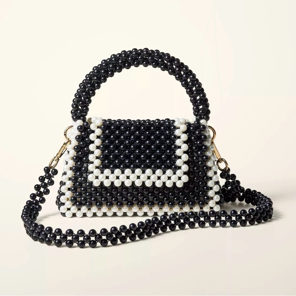 New Kate Spade x Target Black White Satchel Crossbody Beaded Mini Bag girly NWT
